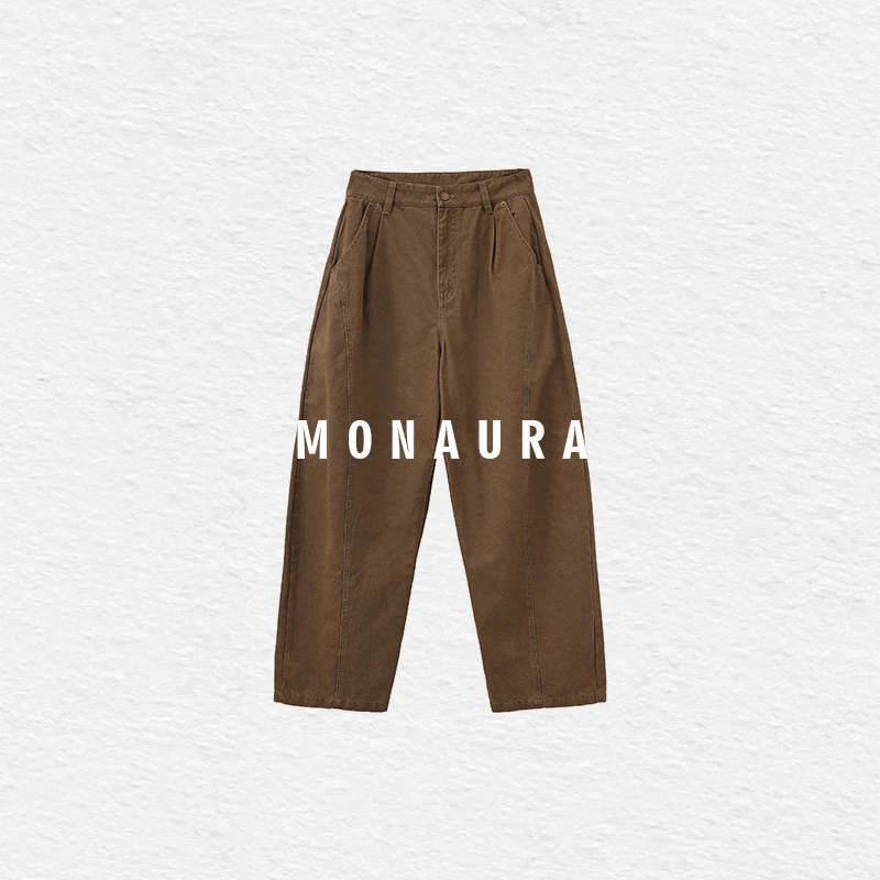 MONAURA【京东印象】日系纯色秋季休闲百搭锥形裤K5007