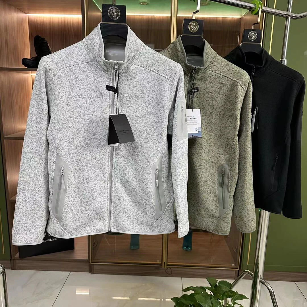 男女情侣商务休闲百搭立领加绒加厚多片剪裁针织衫-FA36163