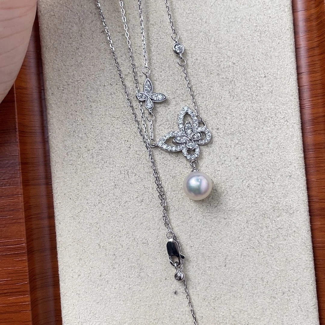 一***二海水珍珠银S925镶嵌颈饰
