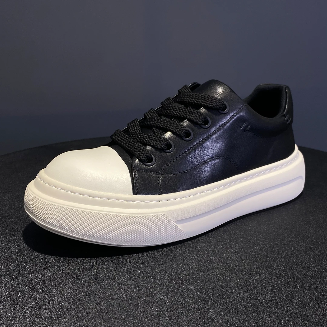 男士百搭休闲板鞋潮鞋增高男白低帮鞋男鞋厚底潮流真皮大头鞋子