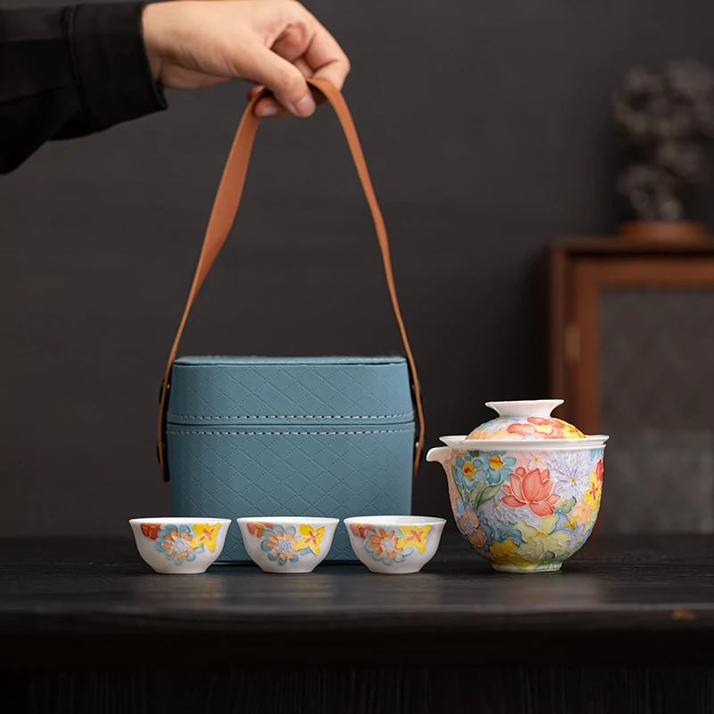 【万花旅行系列】德化高白瓷纯手绘茶器具