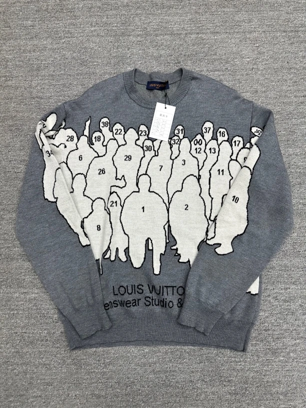99新 LouisVuitton/路易威登 L lv 多人像毛衣 灰色
