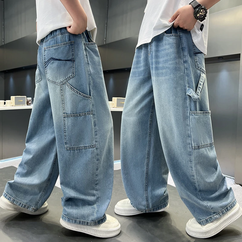 男童牛仔裤夏季薄款宽松2025中大童休闲韩版长裤儿童夏装洋气百搭