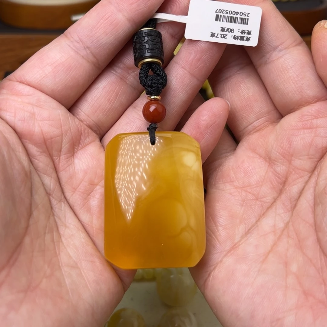 蜜蜡吊坠(不含链)未镶嵌351平安无事牌蜜糖溶洞妖花