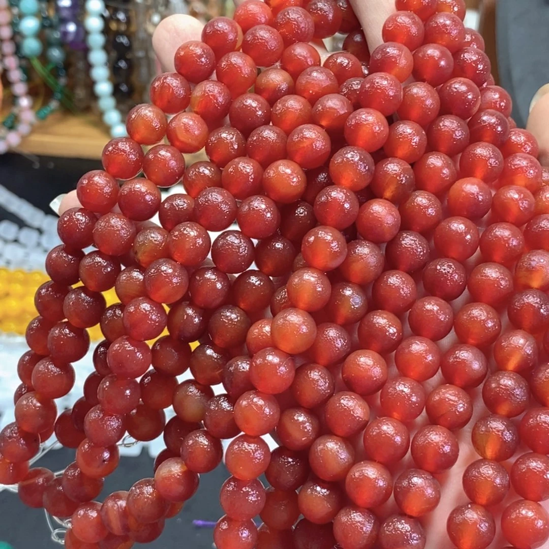 未镶嵌玛瑙/玉髓珠宝半成品橘皮玛瑙一条卡10mm