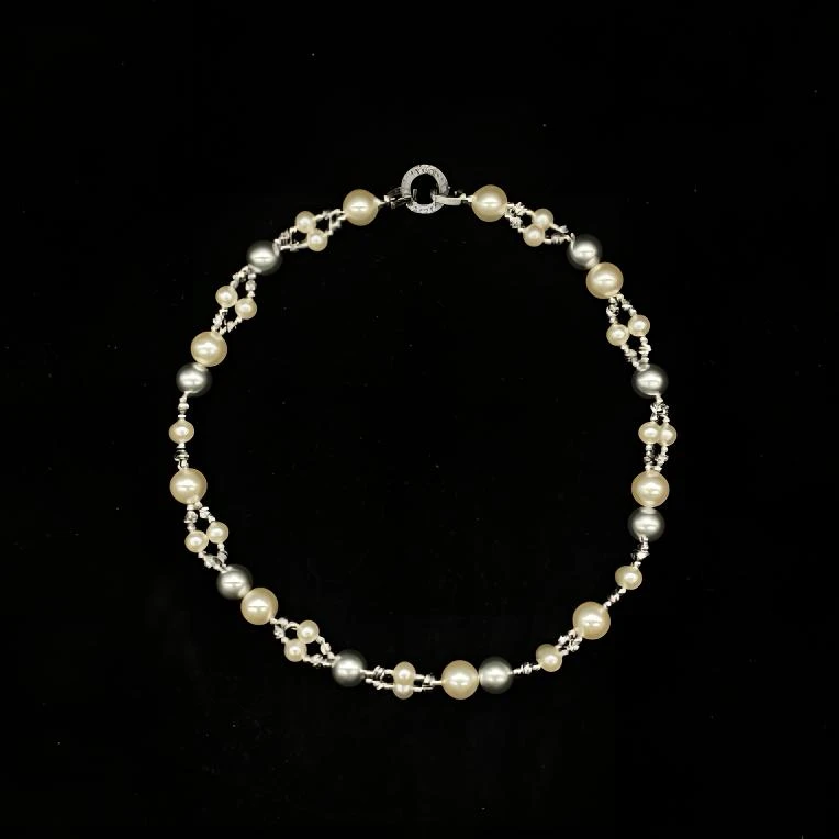 铜合金仿珍珠吊坠 复古/宫廷繁星珍珠时尚气质白色百搭珠宝颈链