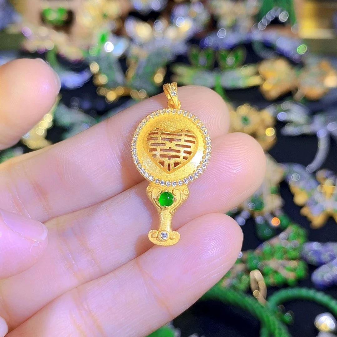 颈饰银S925镶嵌翡翠