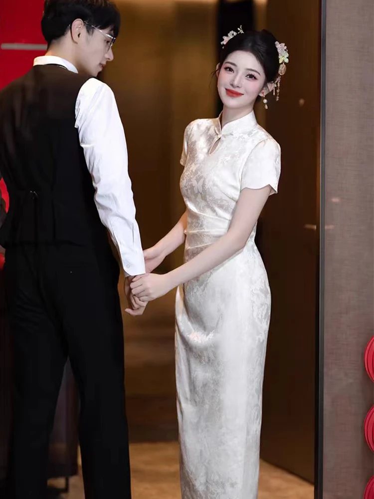 S603小夕新中式香槟色订婚旗袍礼服敬酒服新娘小个子领证登记回门