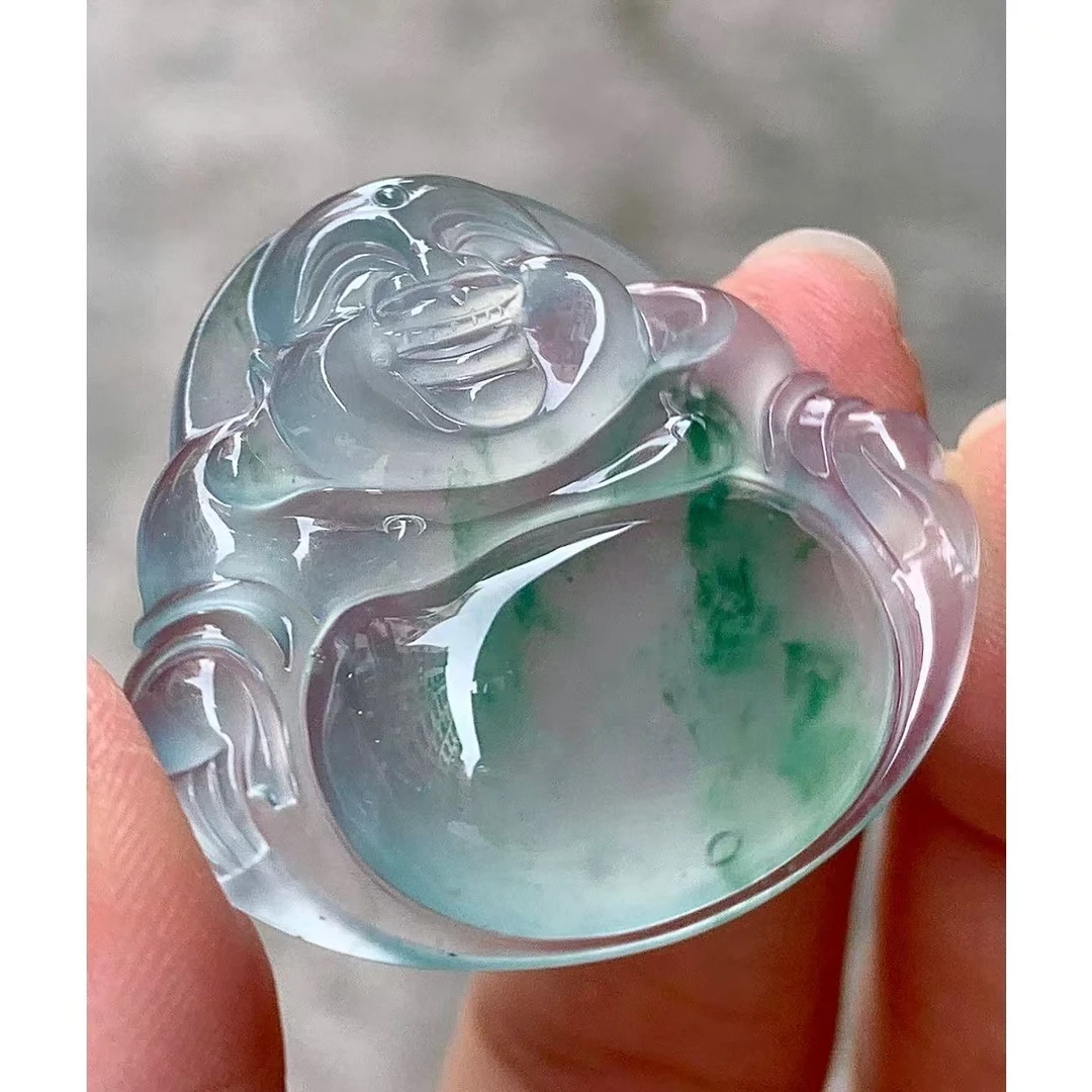 精品冰飘绿佛公冰透细腻无明显瑕疵