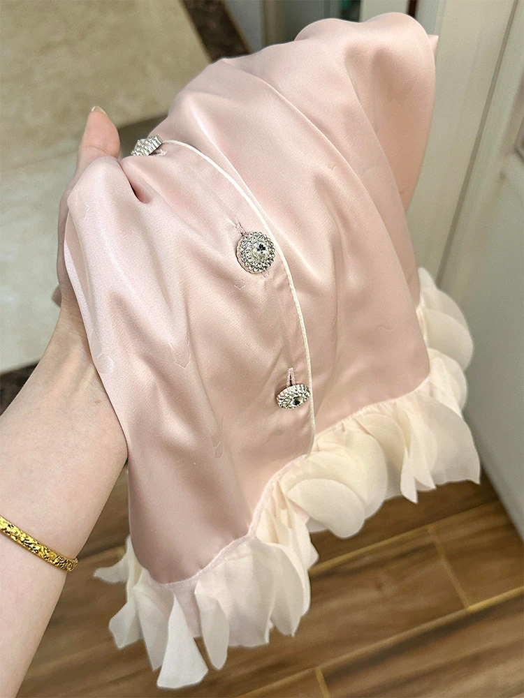 【轻奢花边】法式高级缎面冰丝睡衣女春秋款2025年新款家居服套装