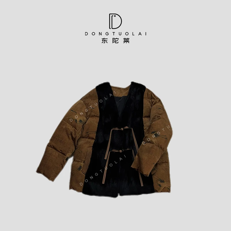 《花香》羽绒服中长款款舒适时尚休闲黑色秋冬保暖冬季百搭简约