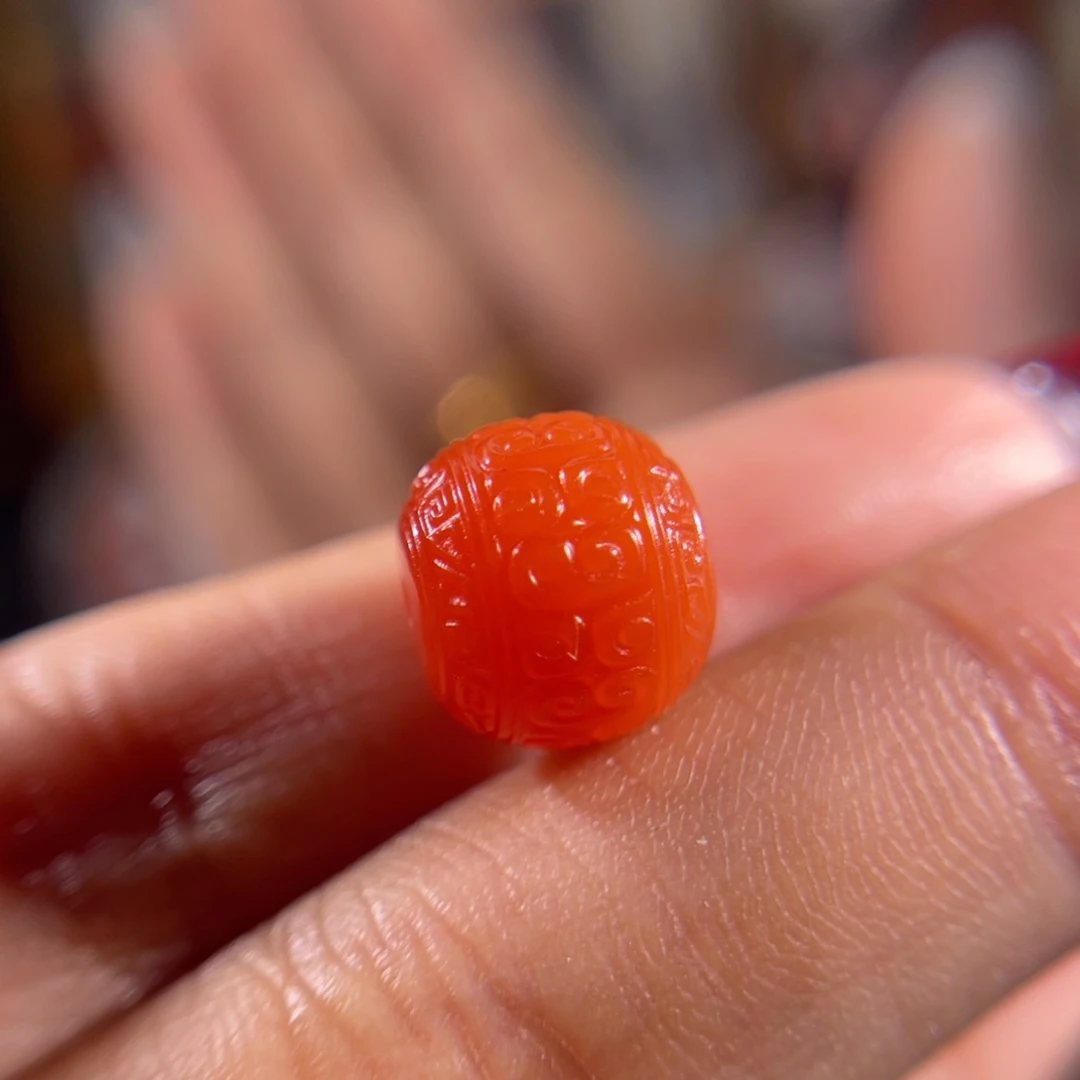 南红玛瑙未镶嵌老形回纹珠11mm