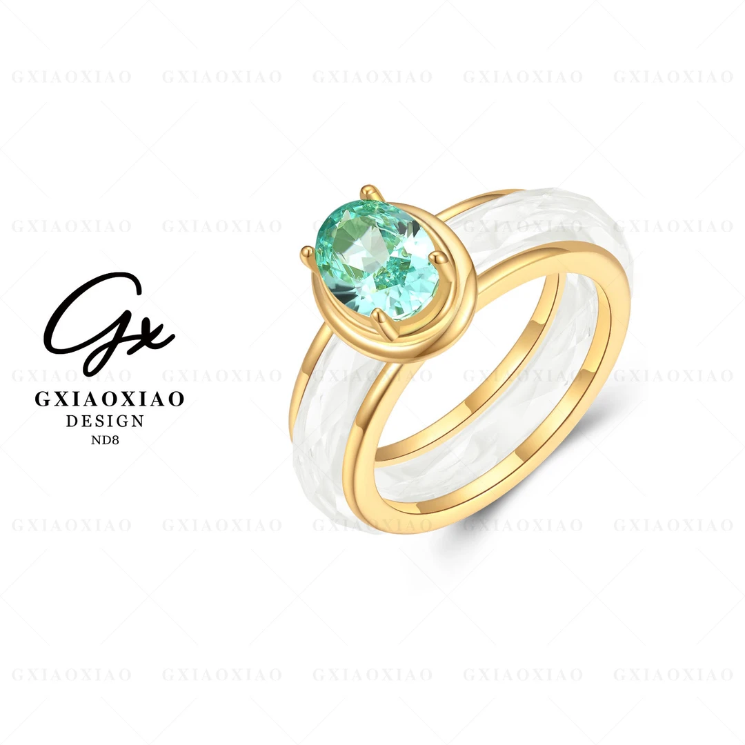 G XIAOXIAO 镀K金 【琉森湖】时尚高级设计感气质戒指 ND8