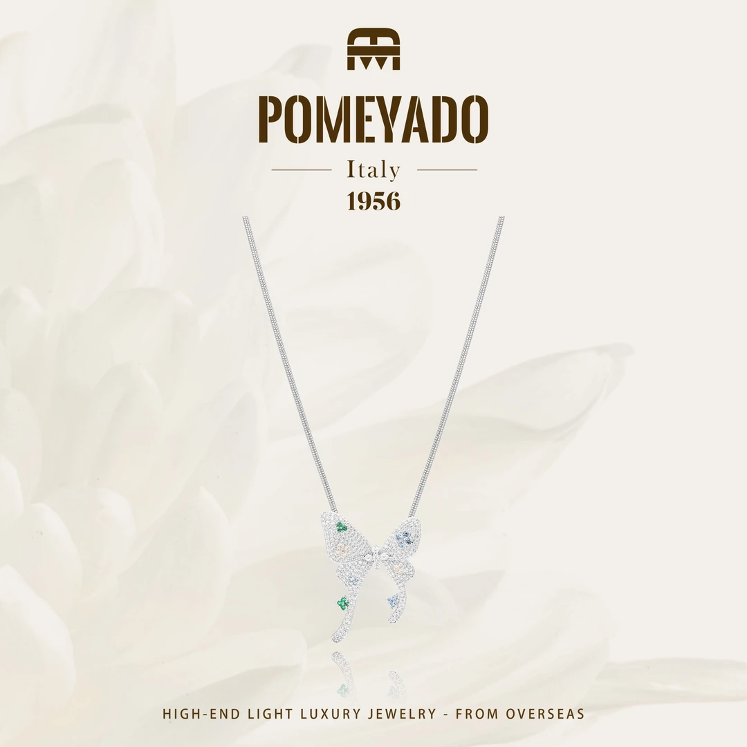 【森海蝶恋】Pomeyado艺术款时尚满镶蝴蝶毛衣链F2053