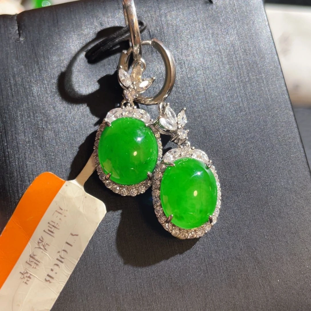 翡翠银S925镶嵌颈饰耳坠