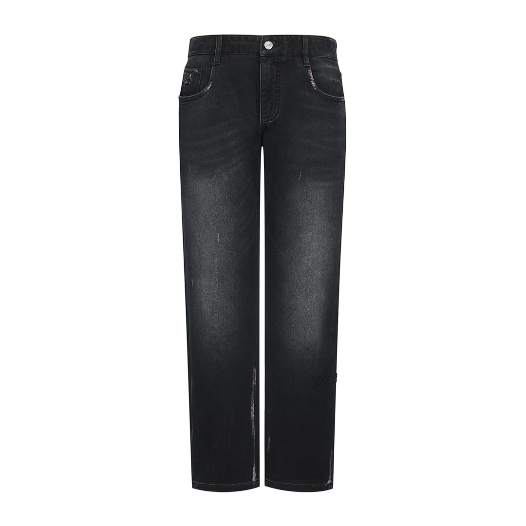 【PPWHITE】欧货新款高端潮牌秋冬男士净版设计直筒裤黑灰牛仔裤