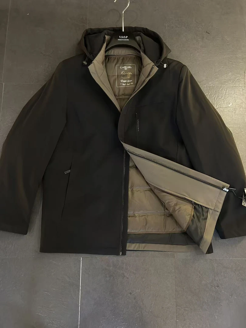 经典帽款夹克高级感商务羽绒服.可拆卸内胆