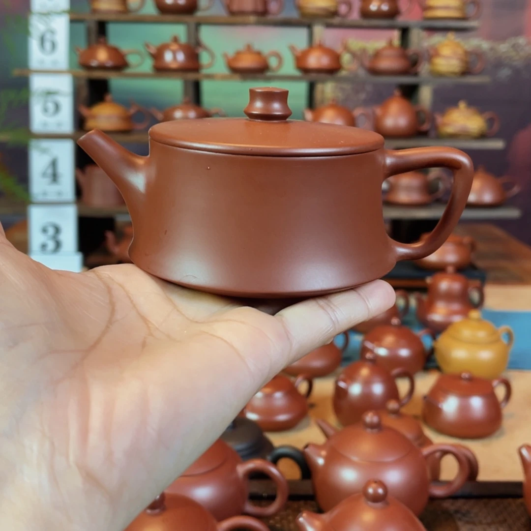 茶壶紫砂你****号潮州手工手拉朱泥云柱壶