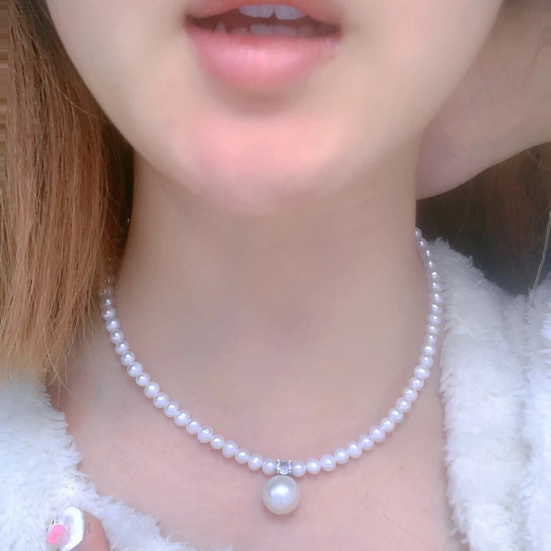 银S925镶嵌耳饰淡水珍珠