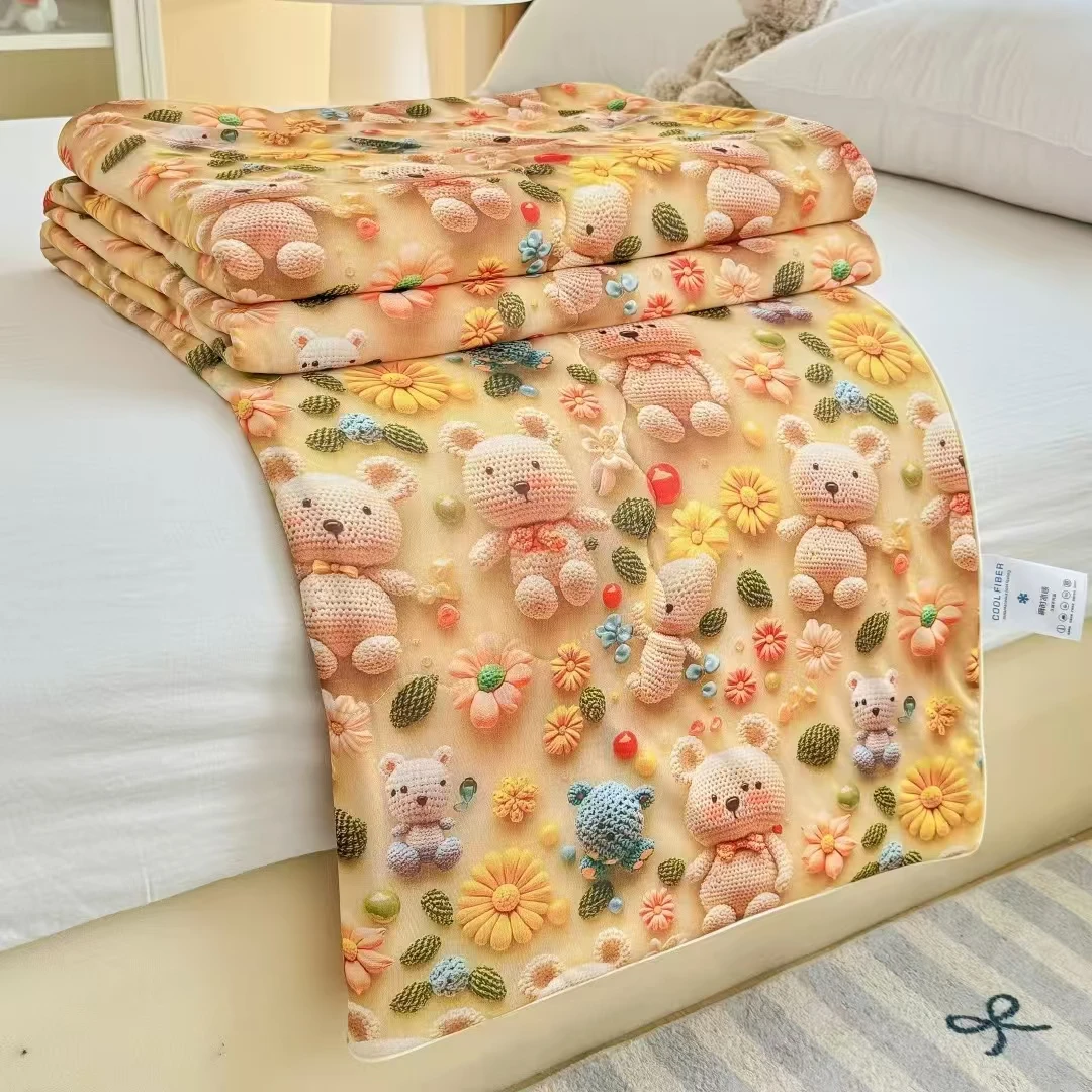 【宠粉浮力】5D立体数码印花凉感丝亲肤夏凉被-小熊