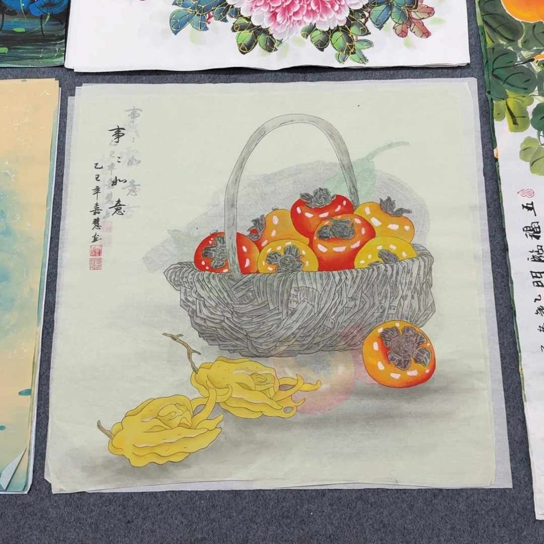 国画四尺斗方70X70纯手绘作品