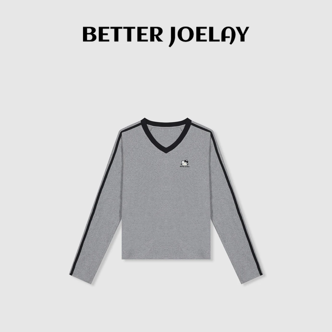 BETTER JOELAY-【凯蒂学院】时尚百搭简约通勤T恤插肩长袖Z7529