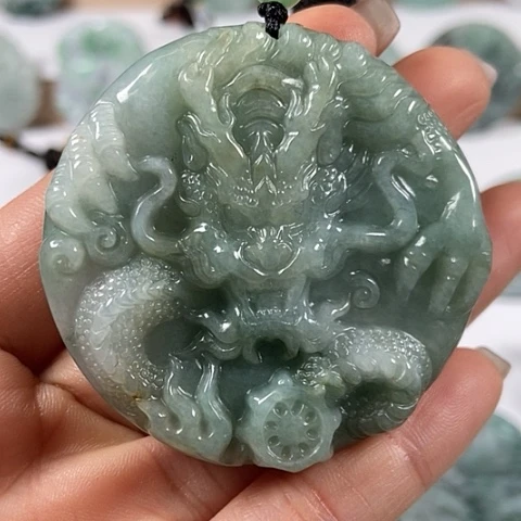 翡翠颈饰未镶嵌龙凤呈祥两面工福利