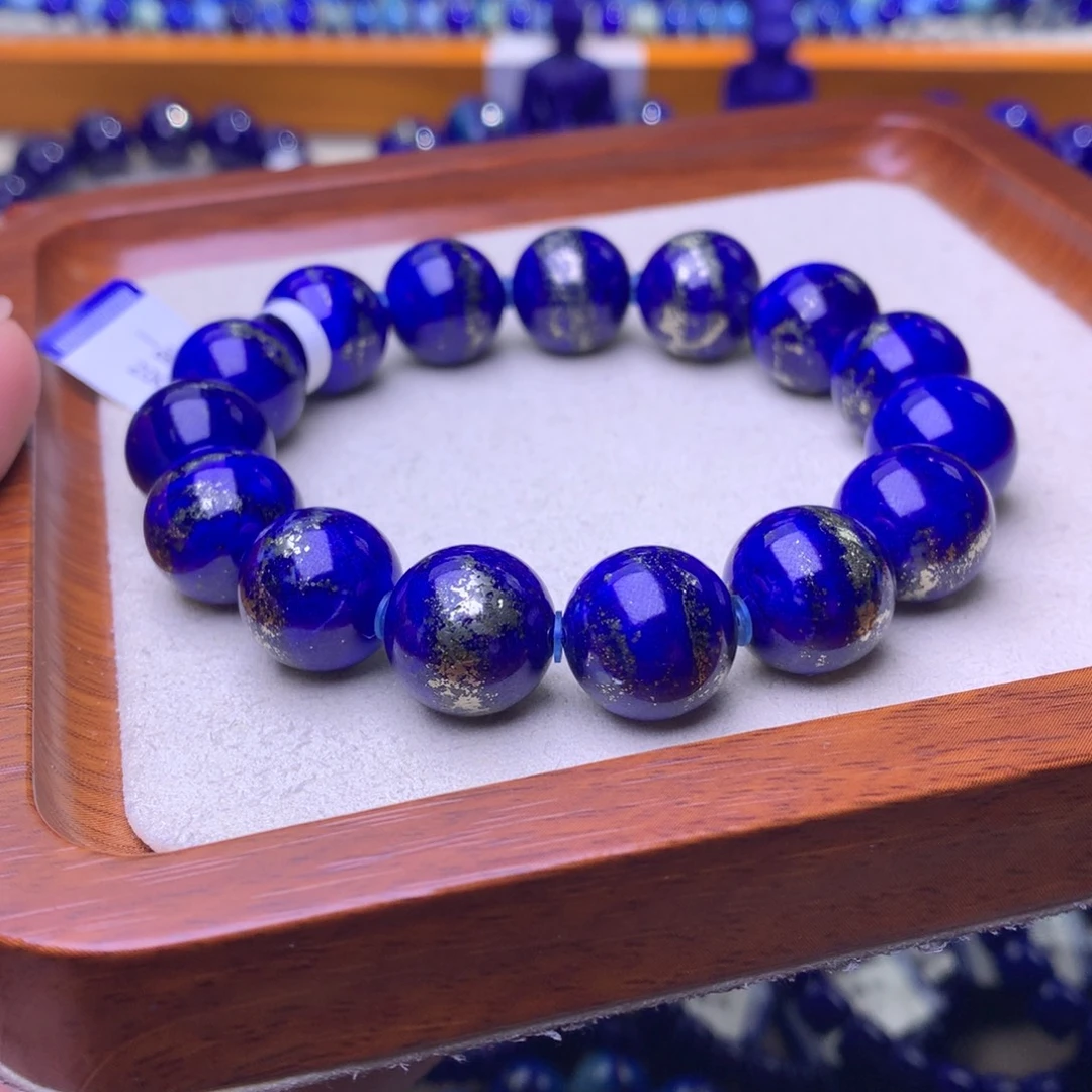 青金石未镶嵌手串14mm暴力金满金