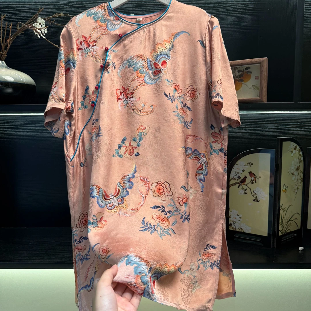 中式斜襟薄款小飞袖上衣2186