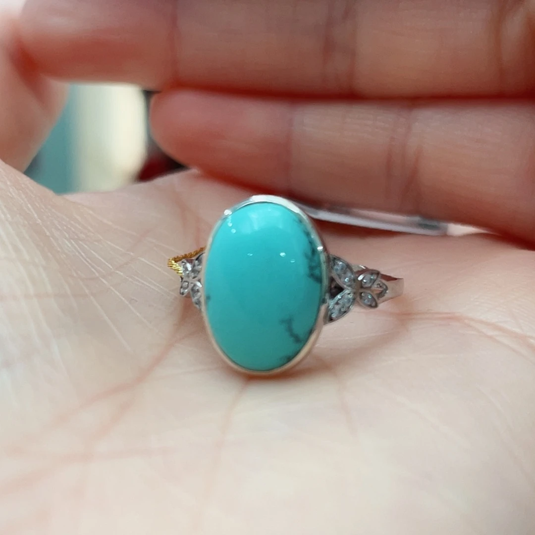 绿松石戒指银S925镶嵌