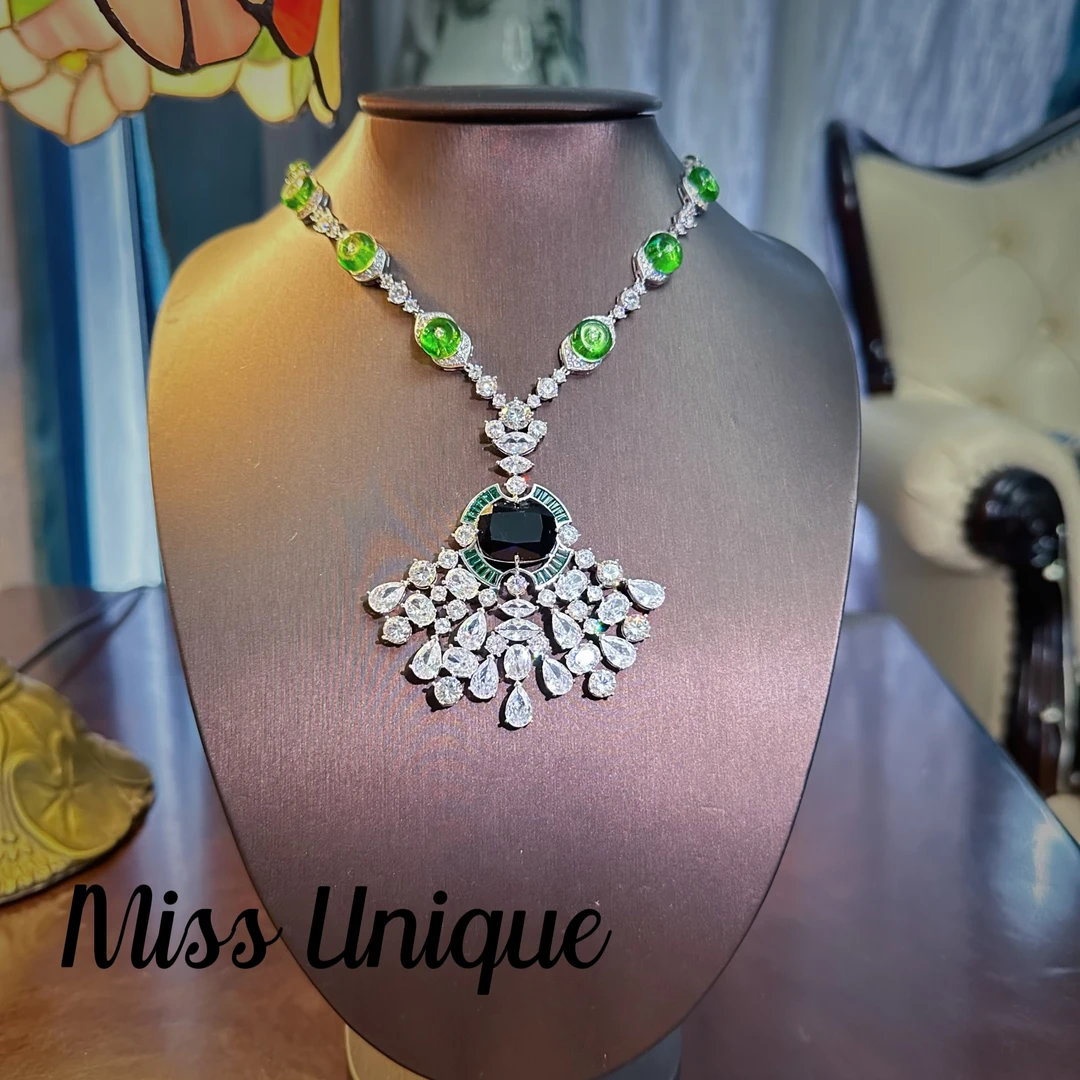 S6091外贸光影蓝色方糖项链