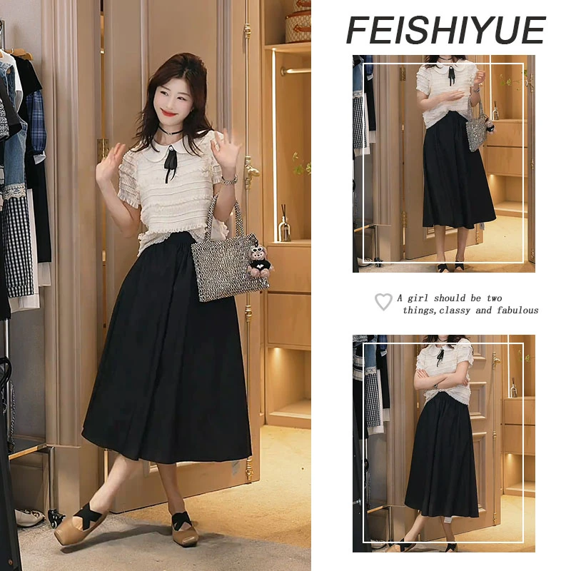 温柔系穿搭女2025新款韩版气质短袖上衣时尚百搭半身裙两件套