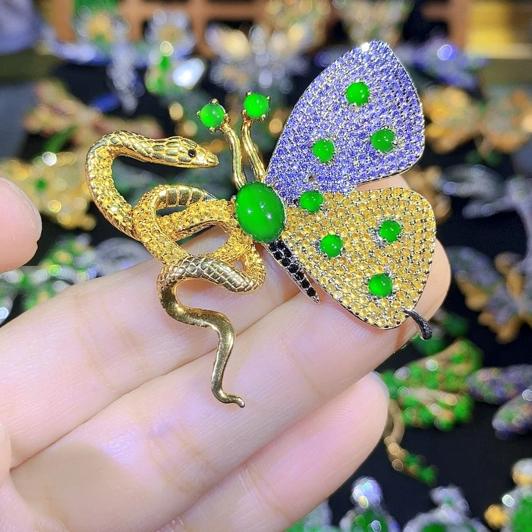 吊坠(不含链)银S925镶嵌翡翠