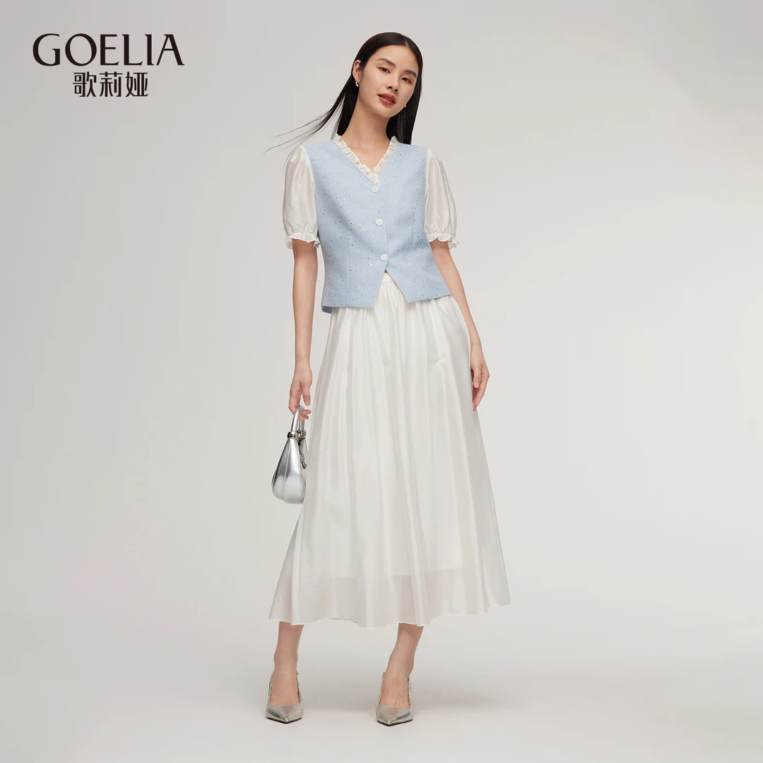 歌莉娅夏季新款小香风套装拼接上衣+半裙法式显瘦减龄1E4RAD08A