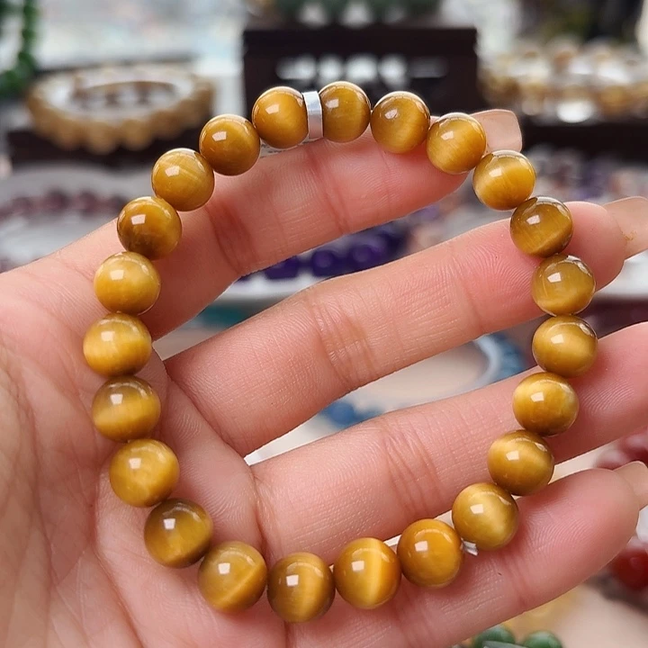 黑曜岩手串未镶嵌金虎眼石来运好珠宝首饰