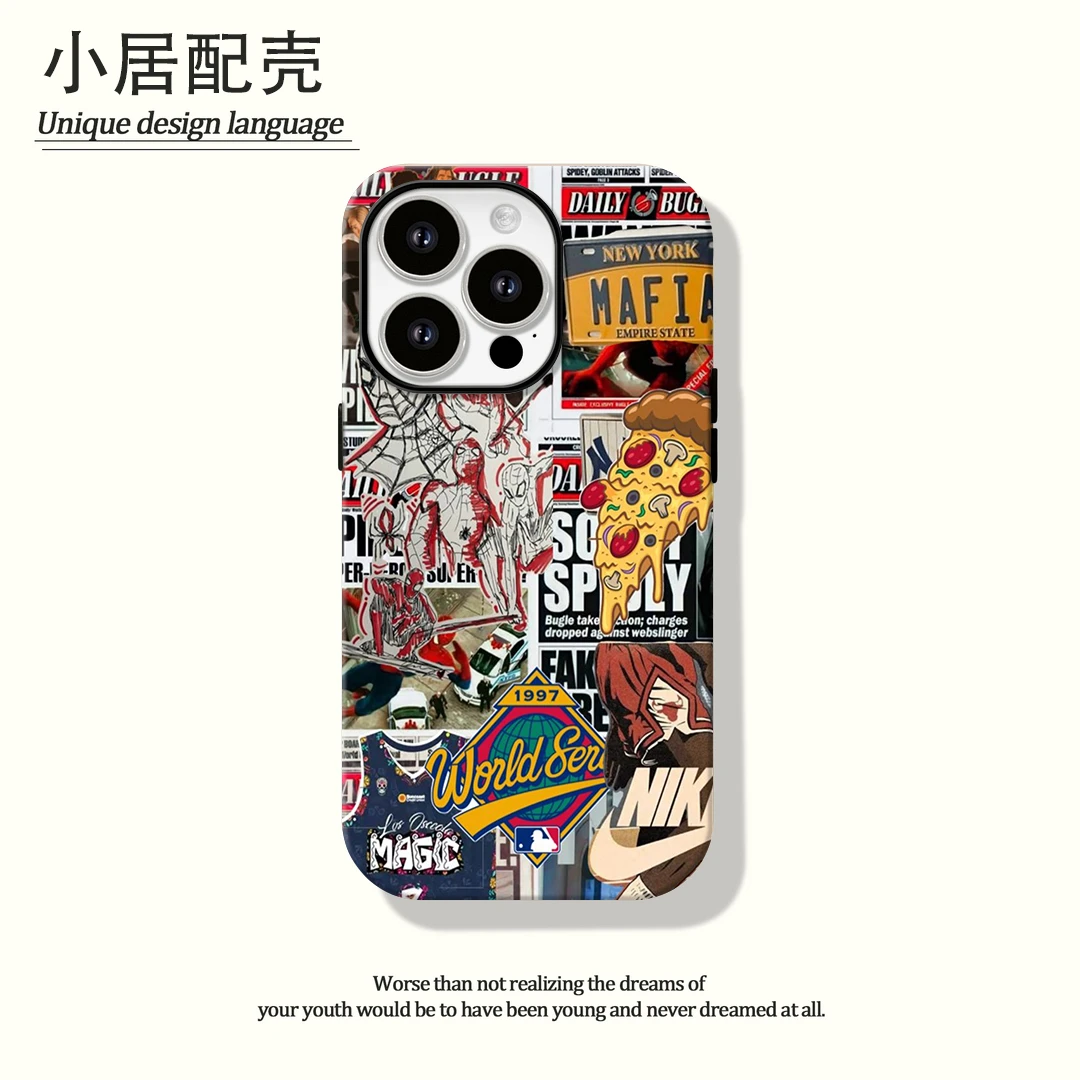 超级蜘蛛侠菲林二合一适用苹果16pro手机壳华为vivo小米oppo15/14