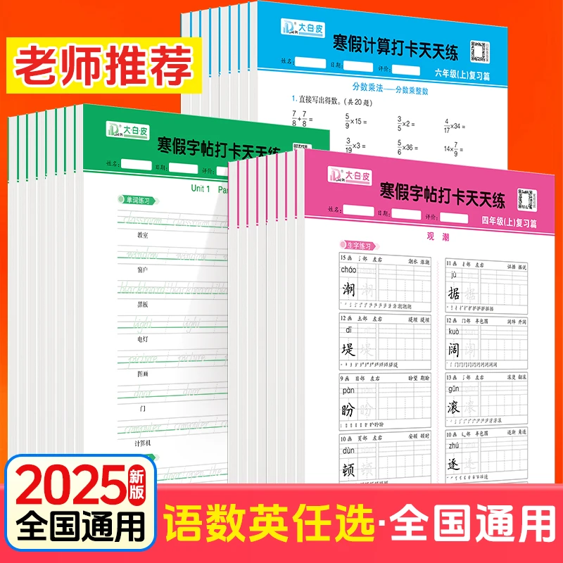 三四五六年级英语寒假打卡活页默写本