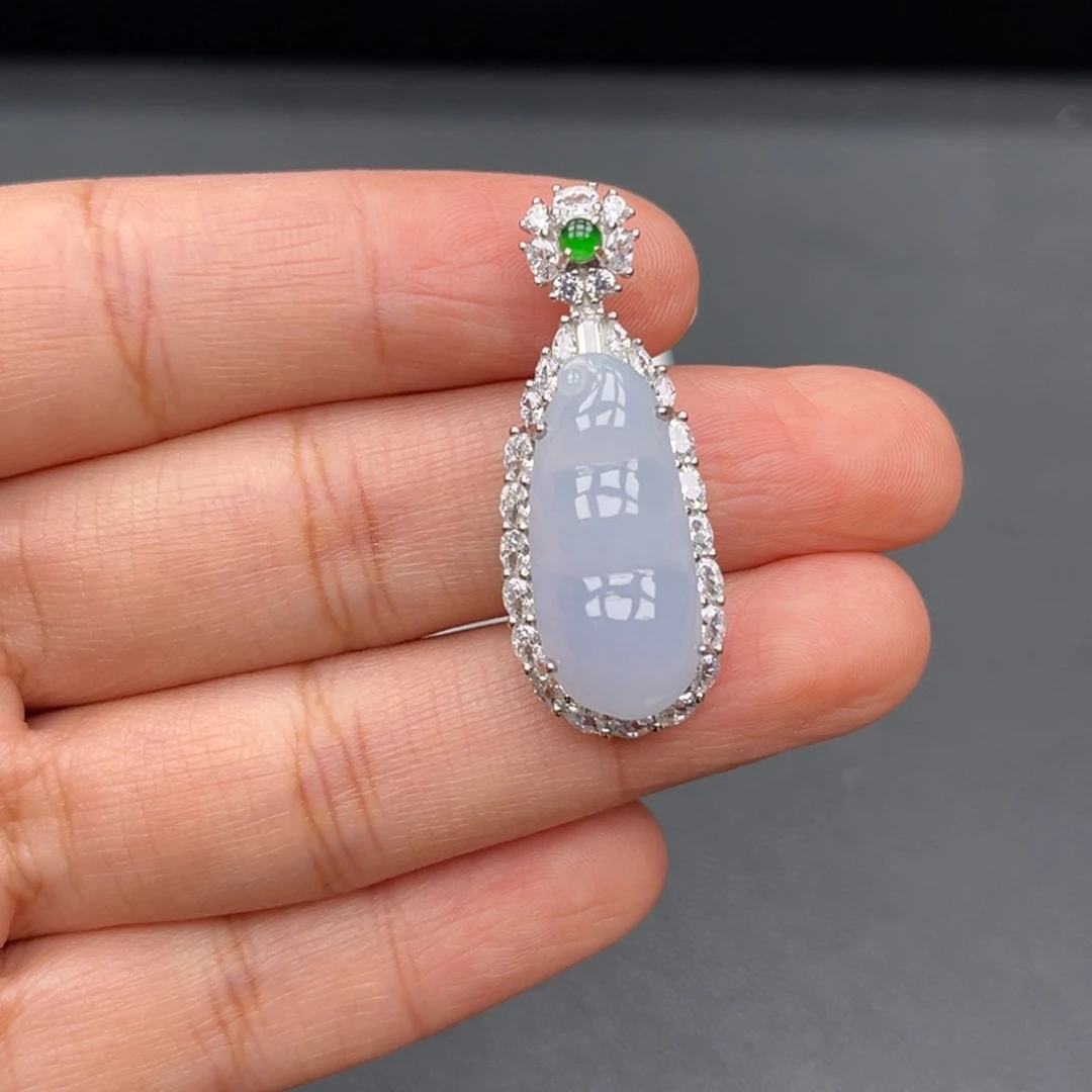 翡翠银S925镶嵌吊坠(不含链)