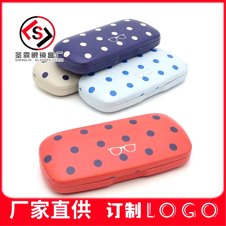 二百圆点-4#眼镜盒卡通加宽学生近视老花镜铁盒抗压PU可爱印logo