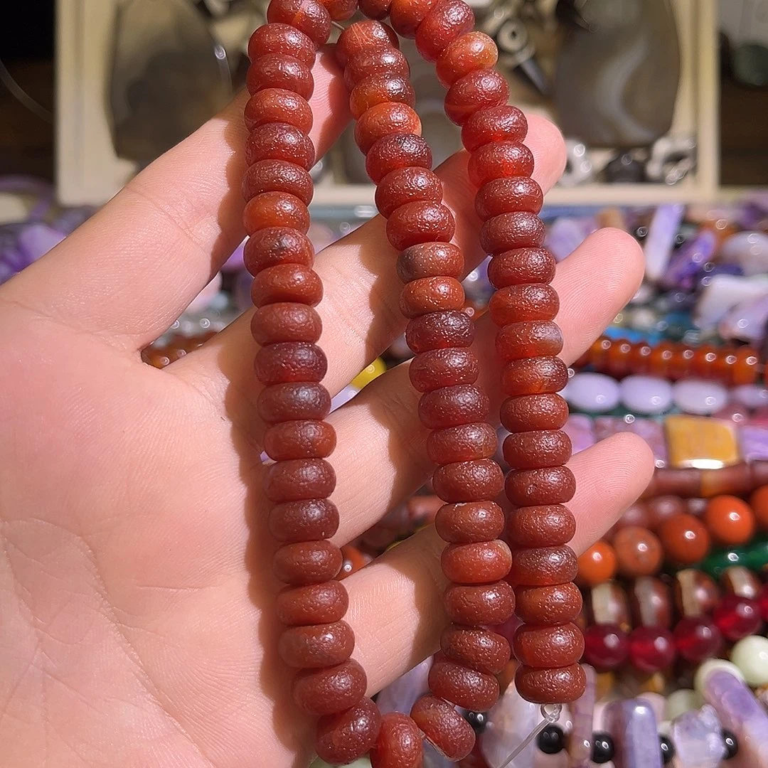 玛瑙/玉髓未镶嵌珠宝半成品红玛瑙算盘珠5.6*10mm