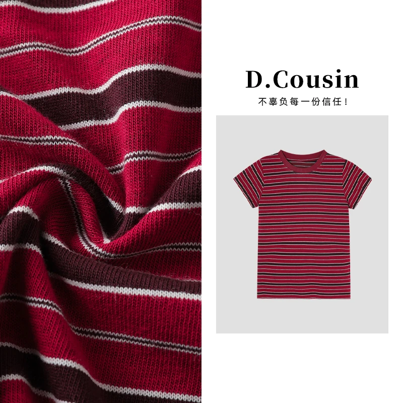 D.cousin  【红树林】夏季新款减龄百搭圆领条纹短袖T恤女  7166
