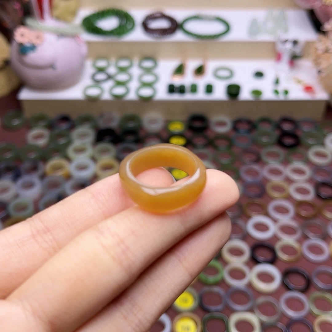 和田玉戒指未镶嵌17.7 橘糖方戒