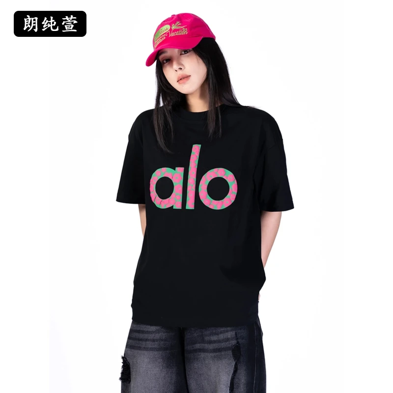 朗纯萱短袖男女款T恤新款字母发泡立体印花半袖宽松休闲百搭上衣