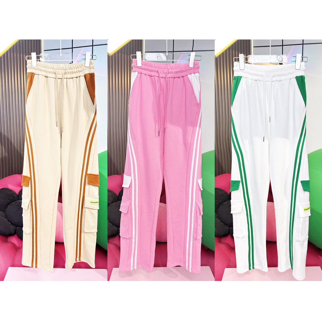 A135夏装百搭神裤潮牌宽松显瘦撞色时尚直筒长裤纯棉卫裤休闲裤女