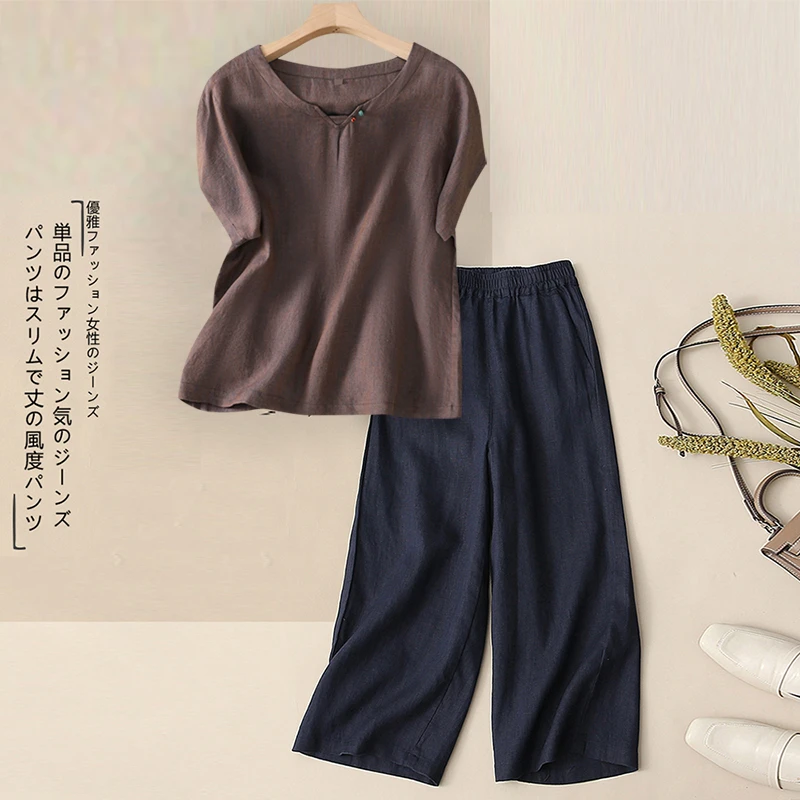 妈妈夏装2025新款新款洋气短袖T恤套装女士洋气复古休闲裤两件套