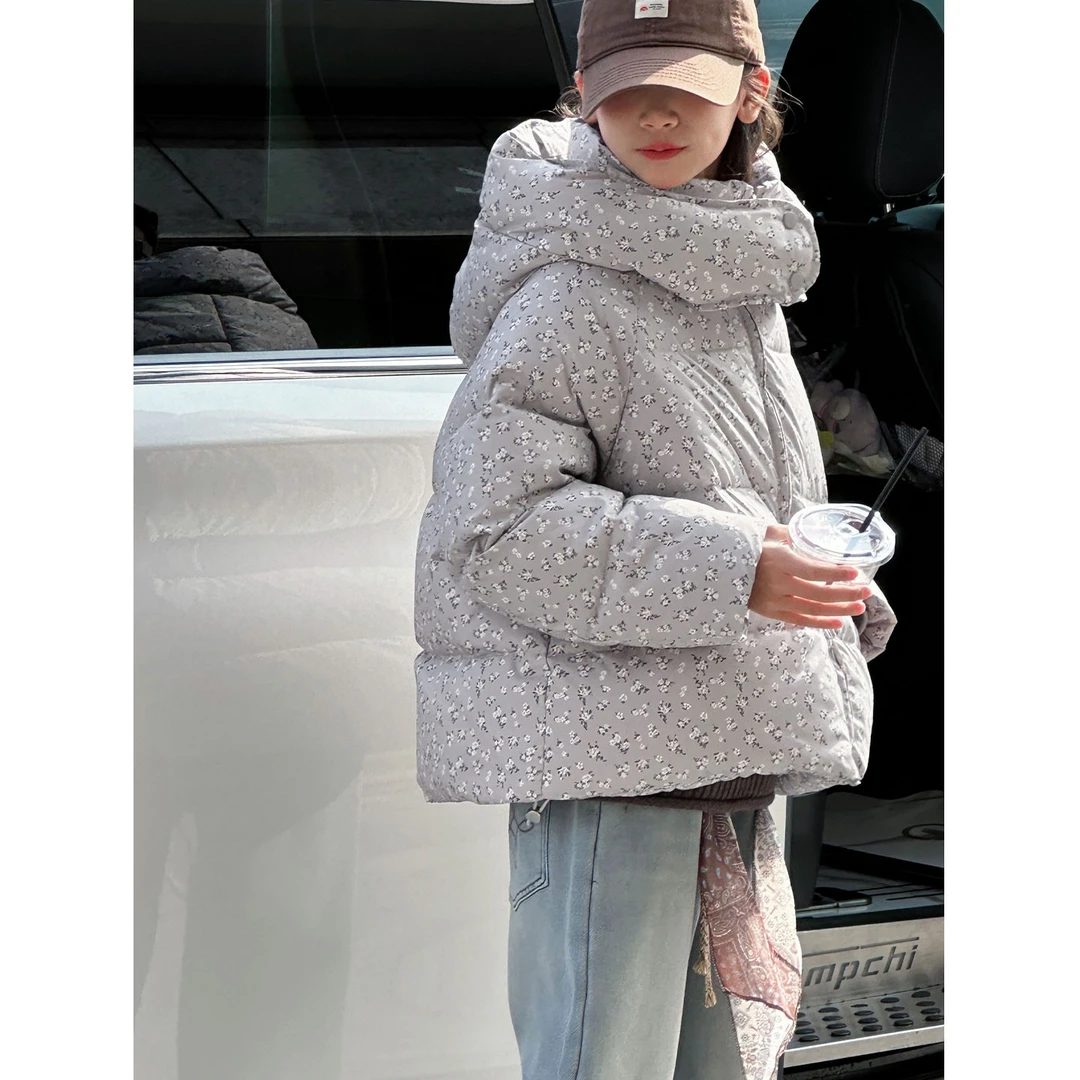 K30270孙小美碎花满印女童冬装短新款羽绒服2025儿童加厚连帽外套