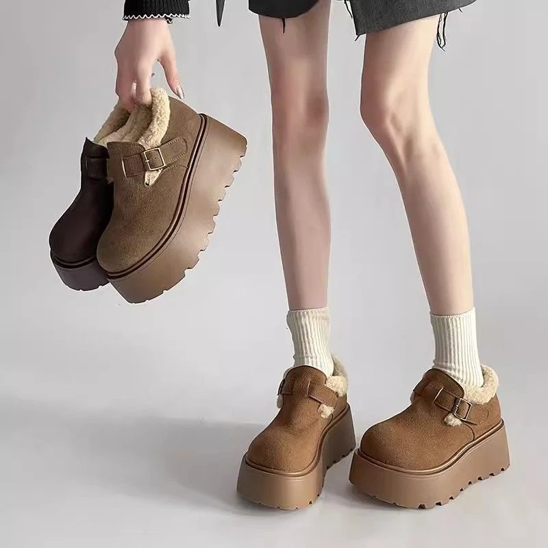 雪地靴女冬季外穿厚底复古加绒保暖2024新品羊羔毛毛软底勃肯棉鞋