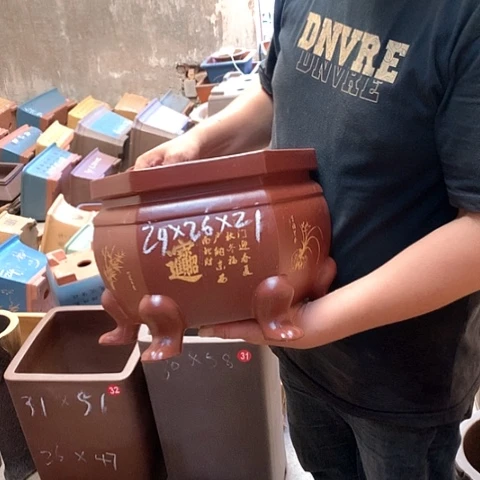 紫砂花盆手工艺品