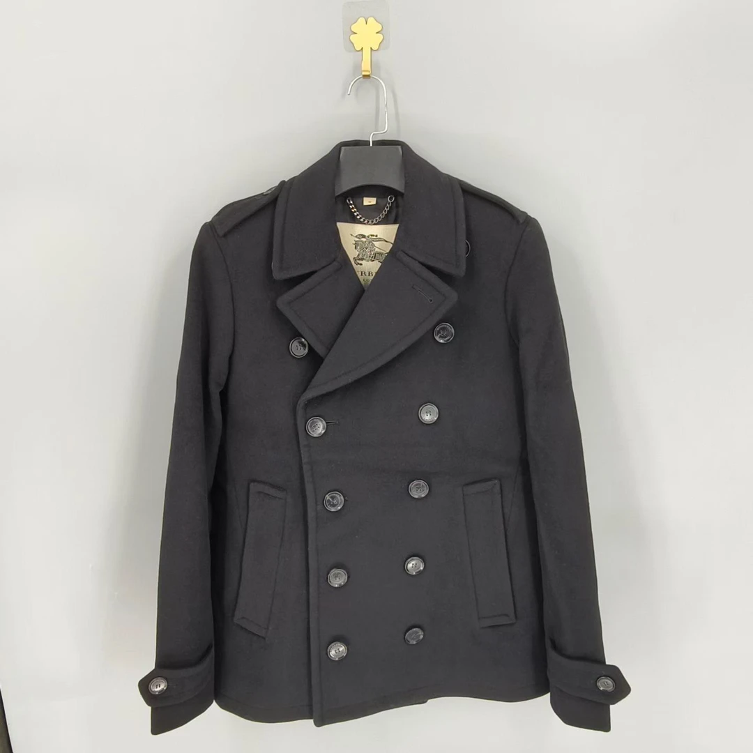 99新 BURBERRY/博柏利 葡萄籽奢潮/Burberry双排扣羊毛大衣/48
