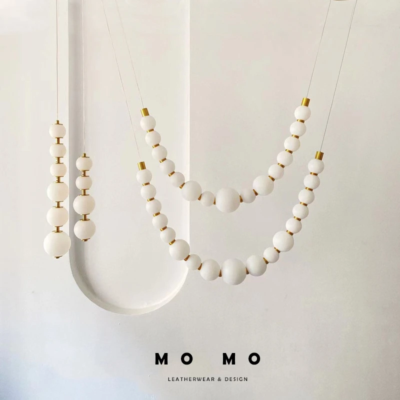 法式餐厅吊灯现代简约设计师魔豆灯吧台灯岛台长条奶油风餐桌灯具